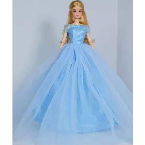 1:6 Cosplay Fashion Blue Wedding Dress for Barbie Doll Clothes Princess Gown Outfits 1/6 BJD Accessories Kids Dollhouse Toy Gift