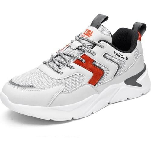 2021 New Sports Shoes Mens Breathable Casual Mesh Shoes Comfort Increase Lace-up Non-slip Low-top Running Shoes