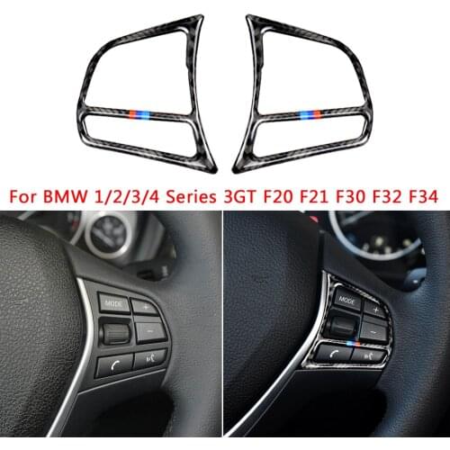 Carbon Fiber Steering Wheel Button Stickers Cover Trim Car Styling For BMW 1/2/3/4 Series 3GT F20 F21 F30 F32 F34 Auto Accessory