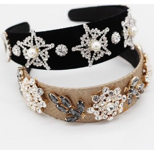 New Baroque five-pointed star rhinestone pearl geometric headband dance party cocktail personality headband 966