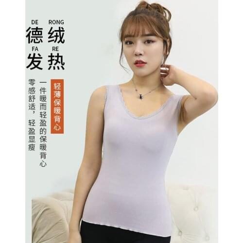 Women 2021 Autumn Winter New Fashion Solid Color Lace Vest Tops Female Slim Sexy Bottoming Tops Ladies Warm Vest Underwear D505