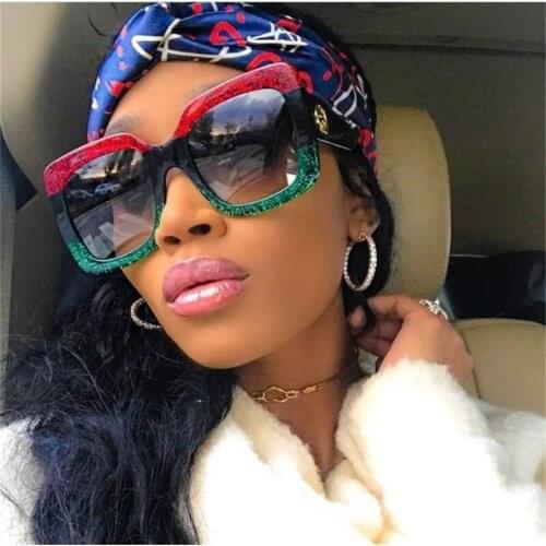 Fashion Oversized Square Sunglasses 2020 Shades Luxury Brand Designer Womens Red Green Sun Glasses Female Trendy Summer Glasses