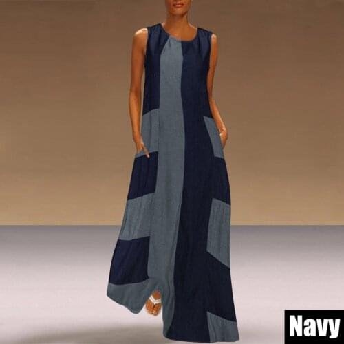 Plus Size Shirt Dress Womens Summer Sundress 2021 VONDA Vintage Casual Sleeveless Sexy Dress Tunic Vestidos O Neck Robe Femme