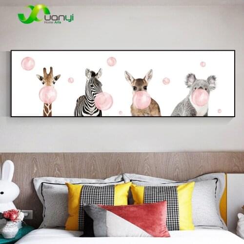 Bubble Elephant Giraffe Poster And Print Animal Nursery Wall Art Canvas Painting Home Picture Nordic Kids Baby Room Decoration