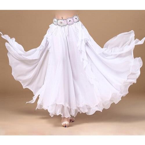 Hot Sale 11 Colors Chiffon Belly Dance Clothing 3 Layers Full Circle Long High Waist Maxi Women Skirts for Belly Dance