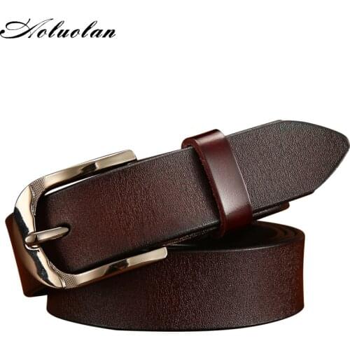 Aoluolan Womens Belts Luxury Pin buckle genuine leather belts designer belt women waist belts free shipping