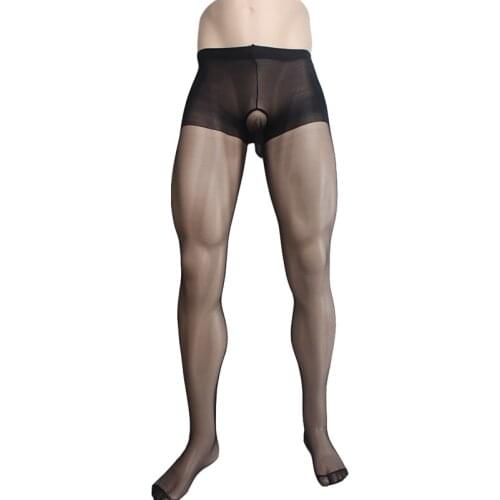 Sexy Sissy Fetish See Through Sheer Pantyhose Stockings Tights with Close Crotch Sheath Exotic Outfit Hot Pants Lingerie for Him