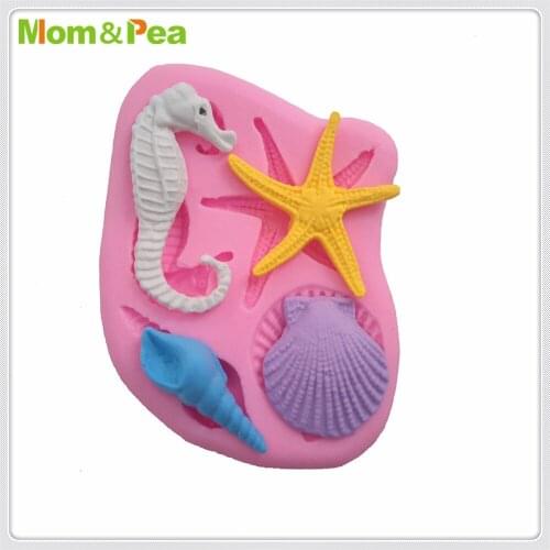 Mom&Pea MPA1935 Shell Seastar Silicone Mold Cake Decoration Fondant Cake 3D Mold Food Grade