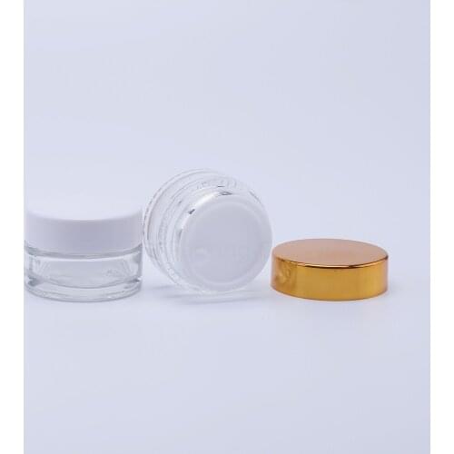 1pcs 20g Glass Cream Jars Cosmetic Packaging with lid plastic caps & inner liners round empty small glass jars