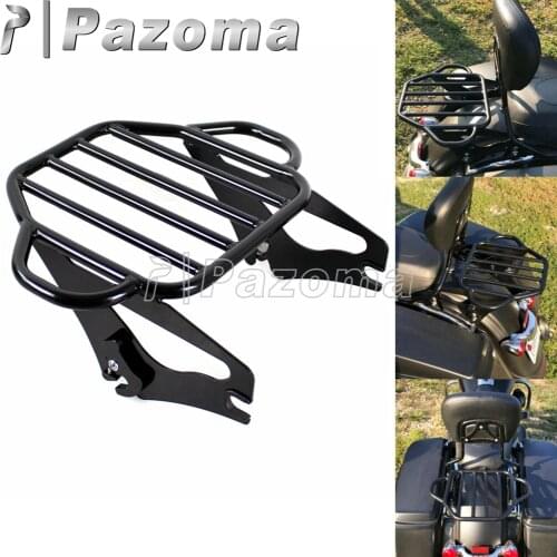 Black Tour Park Motorcycle Rear Seat luggage Rack Support Shelf for Harley Touring Road King Street Glide FLHX FLHR FLTR 09-16