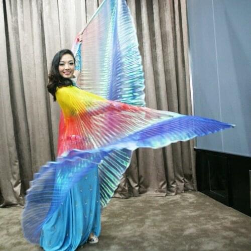 Belly Dance Isis Wings Belly Dance Accessory Wings Costume Oriental Bollywood Egyptian Egypt With Sticks Women Adult Rainbow
