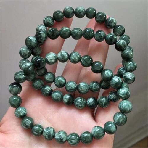 Top Natural Green Seraphinite Bracelet For Woman Man Crystal Stretch Round Beads Gemstone Strand Jewelry AAAAA 7mm 8mm 9mm 10mm