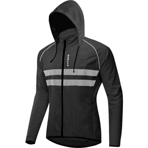 WOSAWE Ultralight Reflective Mens Cycling Jacket Long Waterproof Windproof Road Mountain Bike MTB Jackets Bicycle Windbreaker