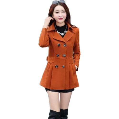 Small Woman Woolen Jacket Spring Autumn Blended Wool Short Coat Korean Double Breasted Slim Elegant Female Outerwear Tops Red