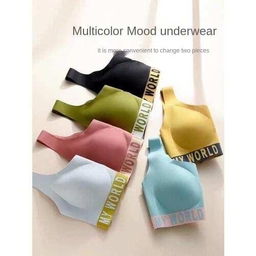 Womens Cotton Bra Sexy Letter Top Fashion Sports Comfortable Underwear Female Invisible Bra Without Steel Ring Sexy Lingerie