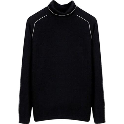 100%hand made pure wool blend knit women fashion turtleneck slim pullover sweater solid color S-L