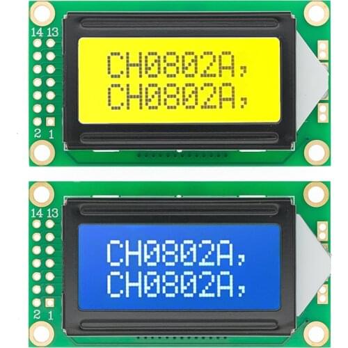 10pcs 8 x 2 LCD Module 0802 Character Display Screen blue/yellow green