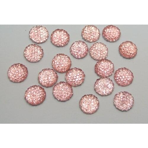 100 Pink Acrylic Round Flatback Dotted Rhinestone Beads 10mm(3/8")