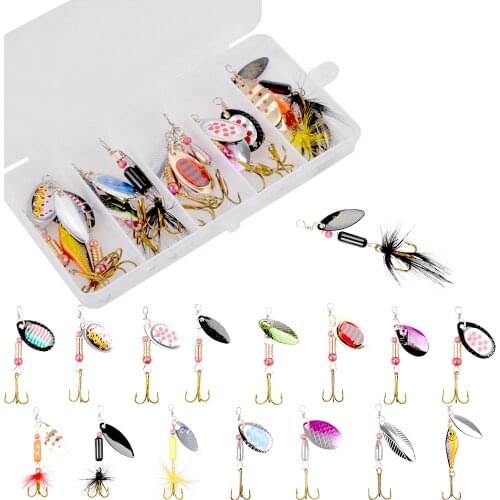 16pcs/Box Metal Fishing Lures For Bass Spinner Lures Bass Lures Trout Lures Hard Metal Spinner Baits Kit