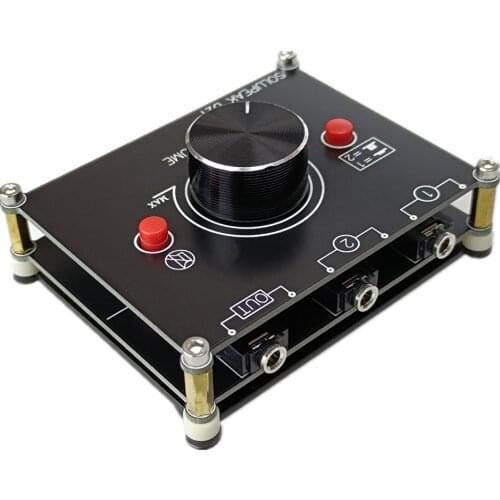2-Way Stereo Audio Source Switch 3.5mm AUX 1/8 Switcher Signal input Selector Splitter Box with Line Volume Control knob preamp