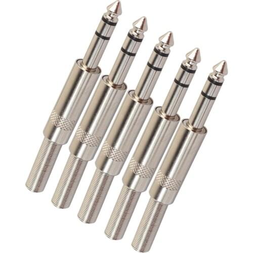 20pcs/lot Stereo 6.35mm Amplifier 6.35mm DIY Cable Connector Audio Microphone Plug