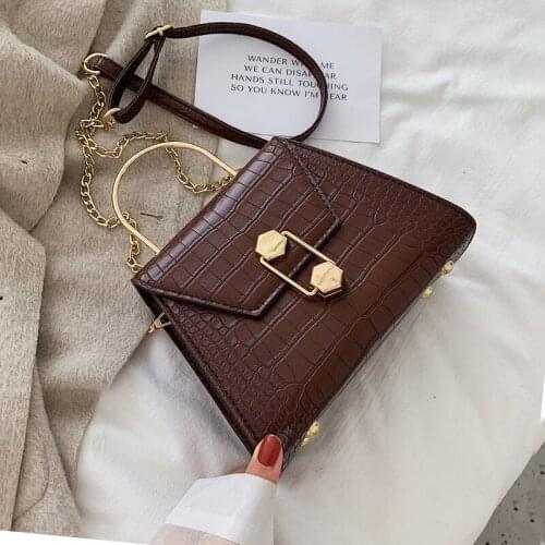 2020 Fashion Crocodile Pattern Women Handbags Crossbody Bag Shoulder Bag Belt Bag High Quality PU Leather Chain Small Square Bag