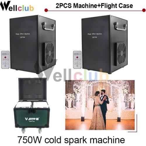 2pcs with Flightcase 750W Cold Sparkler Fireworks Fountain Machine DMX with Remote control for Wedding Stage Special Effect