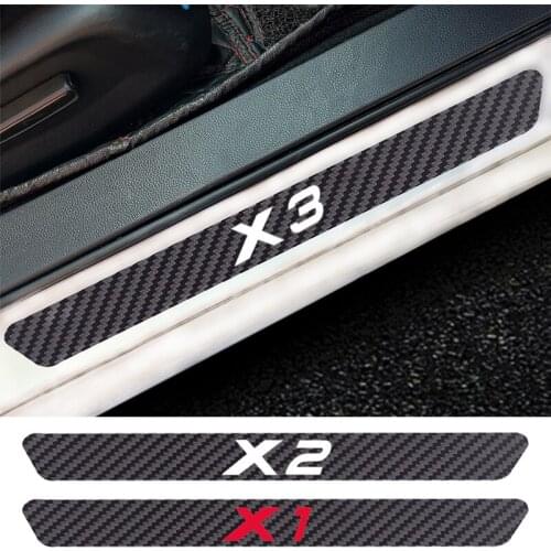 4PCS Car Door Sill Anti kick Stickers Carbon Fiber Auto Door Sticker For BMW 2 3 4 5 6 7 Series i3 i8 ix3 X1 X2 X3 X4 X5 X6 X7