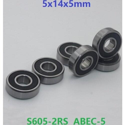 50pcs S605RS S605-2RS S605 2RS RS ABEC-5 5x14x5 mm stainless steel Deep Groove Ball bearing double shielded 5*14*5 605 605-2RS
