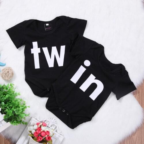 2018 Newborn Infant Baby Boys Girls Short Sleeves Black Bodysuit Twins Jumpsuit Outfits Cute Summer Clothes SS
