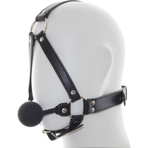 Head bondage leather hanress silicone gag ball bdsm slave fetish restraints sex toys for couples women mouth gag erotic tools