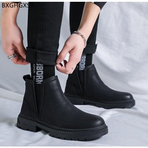 Black Ankle Boots for Men Male Leather Shoes Man Chelsea Boots Men Casual Shoes Winter Boots for Man 2021 Chaussure De Homme