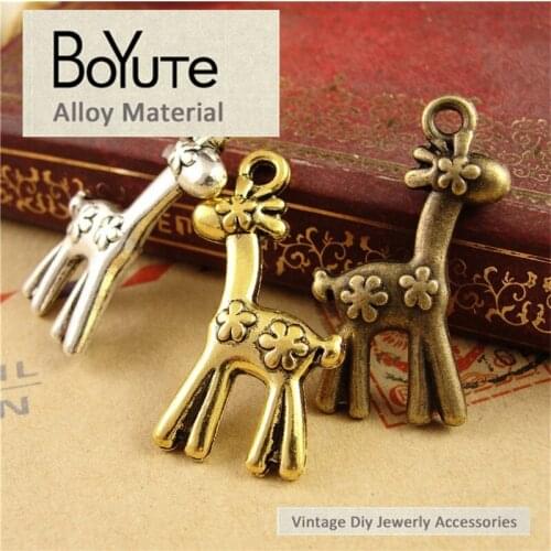 BoYuTe (60 Pieces /lot) 17*30MM 3 Colors Vintage Style Zinc Alloy Materials Sika Deer Pendants Diy Jewelry Making Accessories