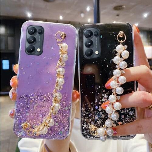 Bling Glitter Star Wristband Phone Case For Samsung Galaxy A51 A71 A41 A31 A11 A81 A91 M10 M20 M30 M40 A70S A50S A30S Soft Cover
