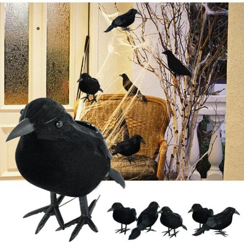 Black Fake Crow Simulation Animal Model Artificial Crow Plastic Bird Halloween Haunted House Decor Scary Props For Party Suppli