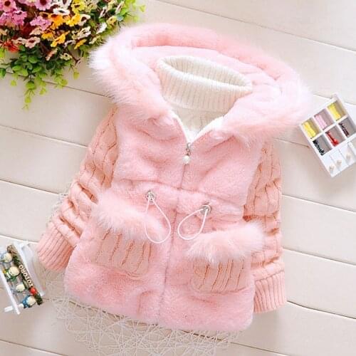 Baby girl clothes winter warm fur coat new girl wool sweater fur padded jacket Small ears thickened quilted cotton baby coat