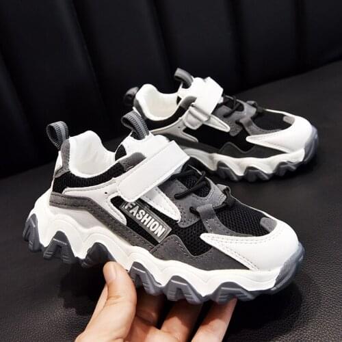 Boys wavy sports shoes kids mesh breathable casual shoes 2020 childrens non-slip pop fashion sneakers girls waterproof Trainers