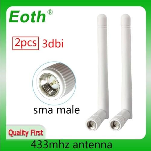 2 pieces 433 Mhz Antenna 3dbi SMA Male Connector 433MHz antenne Lorawan antena directional waterproof wireless watermeter 433m