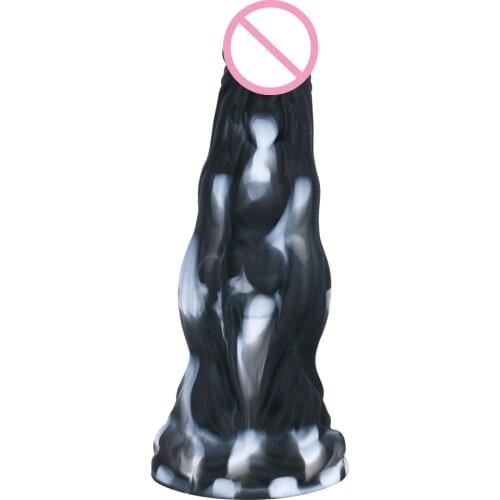 Black White Color Mixing Dildo Abyssal Behemoth Large Anal Sex Toys Butt Massage For Couple Big Anal Beads Liquid Silicone Penis
