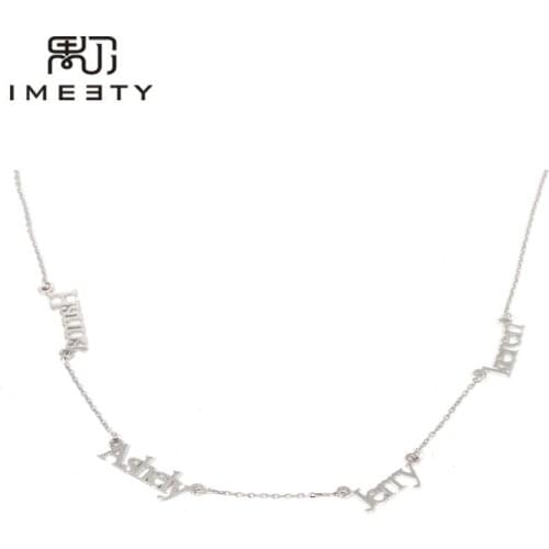 IMEETY 4 name necklace mini letter necklaces four name pendant in one chain design your min multi name necklaces mom gifts