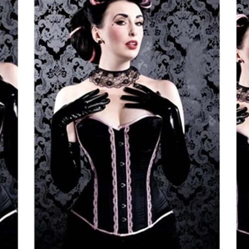 Gothic Sexy Satin Underbust Corset Waist Slimming Cincher for Women Overbust Corsets Bustiers Ladies Burlesque Corselet Black