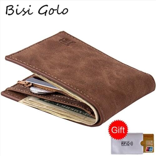 BISI GORO 2020 PU Leather Wallet Men Purses Fashion Men Wallets With Coin Bag Small Money Purses New Design Dollar Slim Wallets