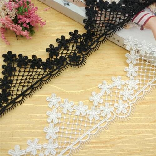5Yards/lot Black White 5.5cm Novelty DIY Lace Fabric..White Water Soluble Lace /clothing Materials Lace Accessories RS802