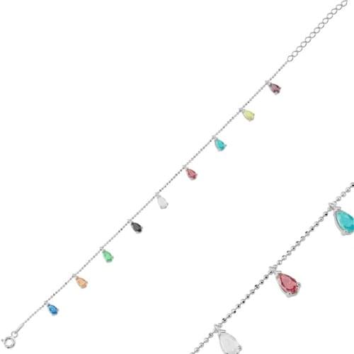 KUTAYDAN 925 Sterling Silver Drop Zircon Cubic Zirconia Dangle Bracelet