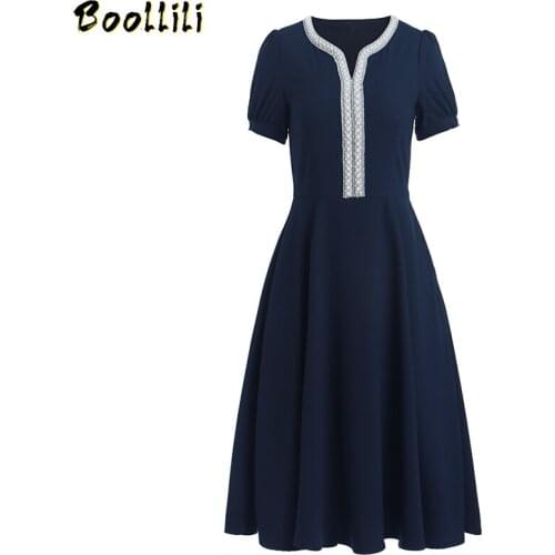 Summer Dress 2020 Vintage Office Mini Dress Women Clothes Fashion Ladies Dresses Elegant Blue V Neck Women Dress Vestidos