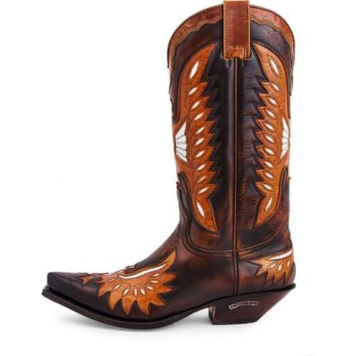 Mens Shoes New High Quality Men Pu Leather Safety Fashion Boots Male Vinage Classic Cowboy Boots Soulier Homme 4M694