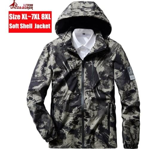 Plus size 6XL 7XL 8XL Military Tactical Camouflage Jacket Men Army Waterproof Softshell Coats Man Hoodies Outerwear Clothing