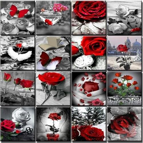 Rose Coloring Flowers Frame Painting By Numbers Diy Full Set Acrylic Paint Unique Gift Oil Painting By Numbers Canvas Home Decor