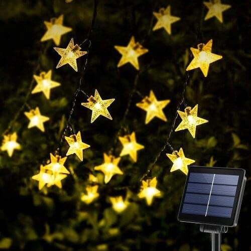 2021 New Solar Star String Lights Party Christmas New Year Holiday Decorations LED Lamp Wedding Garden Outdoor Lighting