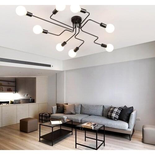 Industrial Ceiling Lights Modern Pipe Iron Spider Vintage Nordic Ceiling Lamps For Living Room Bedroom Flush Mount 4/6/8 Heads